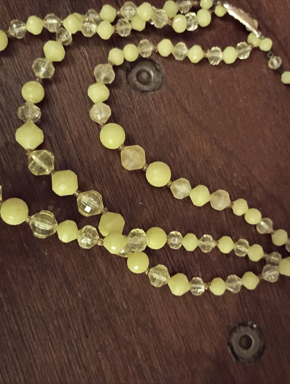 Vintage Yellow Plastic Necklace Multi Strands Beaded